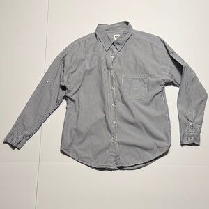 NSF Women's Classic Striped Button-Up Shirt - Blue/White Relaxed Fit Cotton M